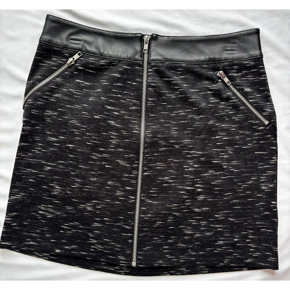 Rock & Republic Womens Black Faux Leather Zippered Straight Mini Skirt Small